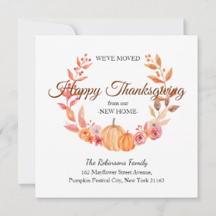 Anuncio Nos Mudamos Corona de Acción de Gracias Nueva Casa