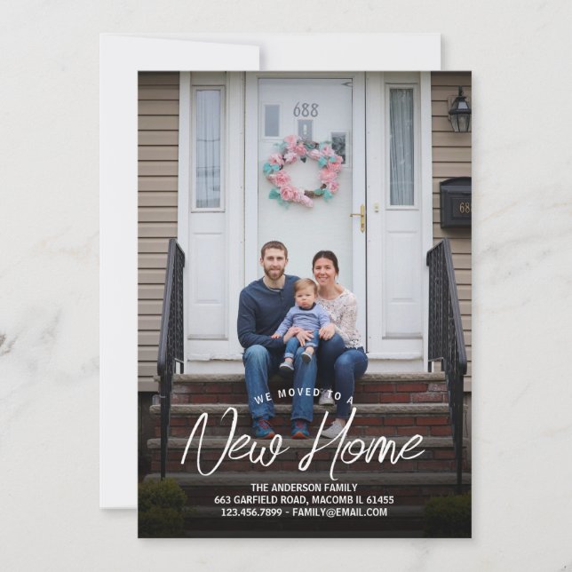 Anuncio Nos mudamos de la nueva casa Typogrtpahy Family Ph (Anverso)