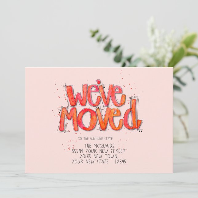 Anuncio Nos Mudamos Lettering Acuarela (Anverso de pie)