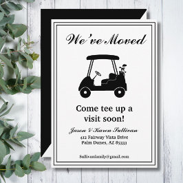 Anuncio Nos Mudamos Silueta de Carrito de Golf Elegante Nu
