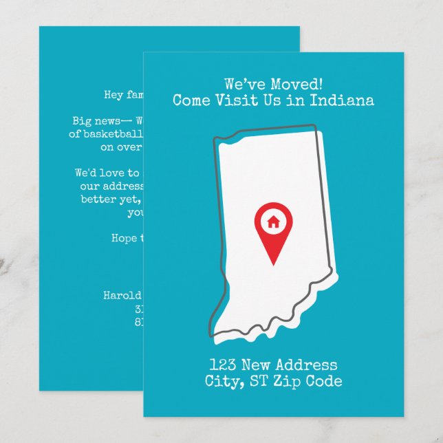 Anuncio ¡Nos Mudamos! Ven a Visitarnos en Indiana (Anverso / Reverso)