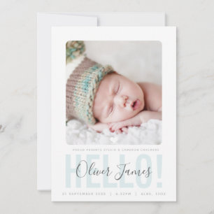 Anuncio NOTIFICACIÓN DE NACIMIENTO DE FOTO hola niño azul