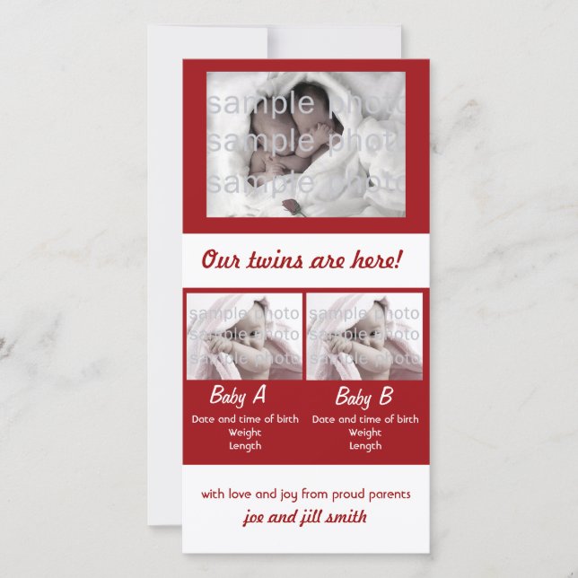 Anuncio ¡Nuestros gemelos están aquí! (Anverso)