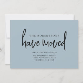 Anuncio Nueva dirección caligrafía moderna Dusty Blue Movi