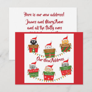 Anuncio Nueva dirección con gatos en cajas de Navidad