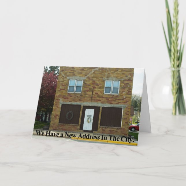 Anuncio Nueva dirección de ciudad Divertido cambio de tarj (Anverso)