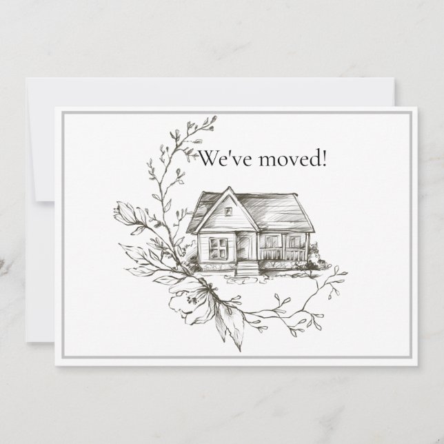 Anuncio Nueva dirección en blanco y negro de la Casa esboz (Anverso)