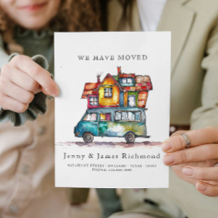 Anuncio Nueva dirección I Watercolor Car Home Moving