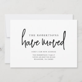 Anuncio Nueva dirección Moderna Caligrafía Movimiento Mini