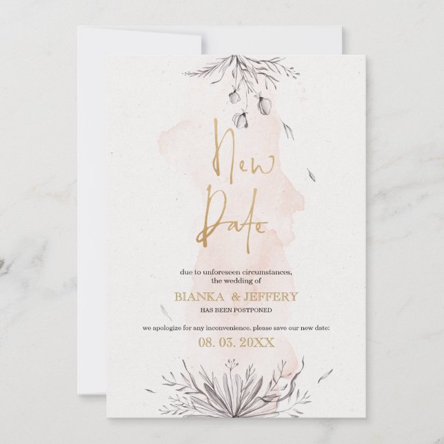 Anuncio Nueva fecha, flores negras y rosas (Anverso)