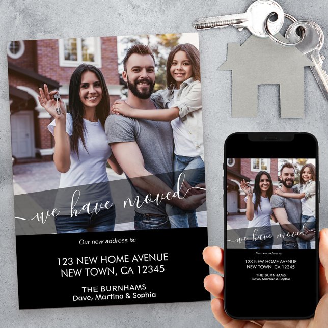 Anuncio Nueva Foto De Casa Que Hemos Mudado Elegante Guión (Subido por el creador)