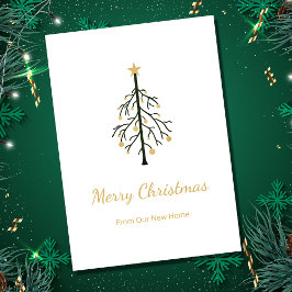 Anuncio Nuevo hogar Árbol de Navidad Oro Movimiento Verde