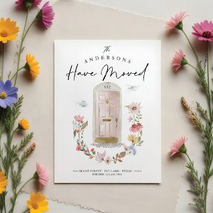 Anuncio Nuevo hogar color de agua rosada puerta flor silve