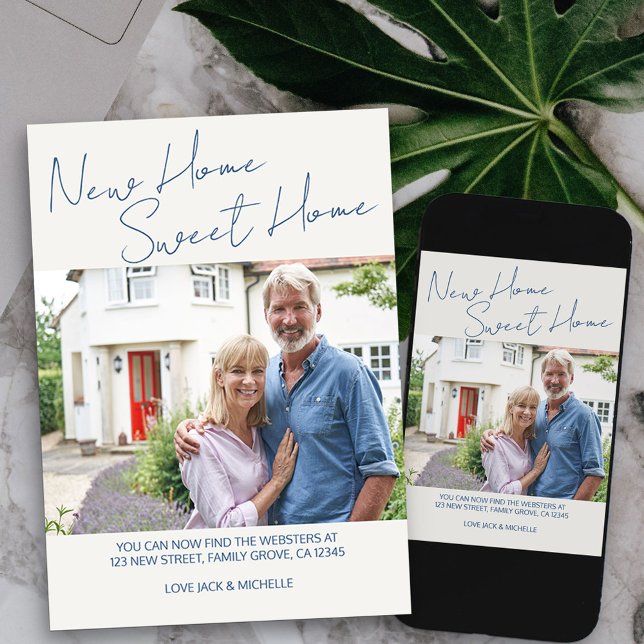 Anuncio Nuevo hogar dulce hogar Casual Script Photo Moving (home sweet home new address photo card available printed or as printable digital download)