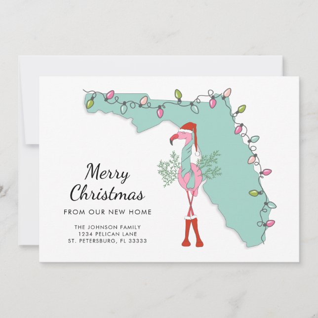 Anuncio Nuevo hogar Navidades de mapas de Florida Flamingo (Anverso)