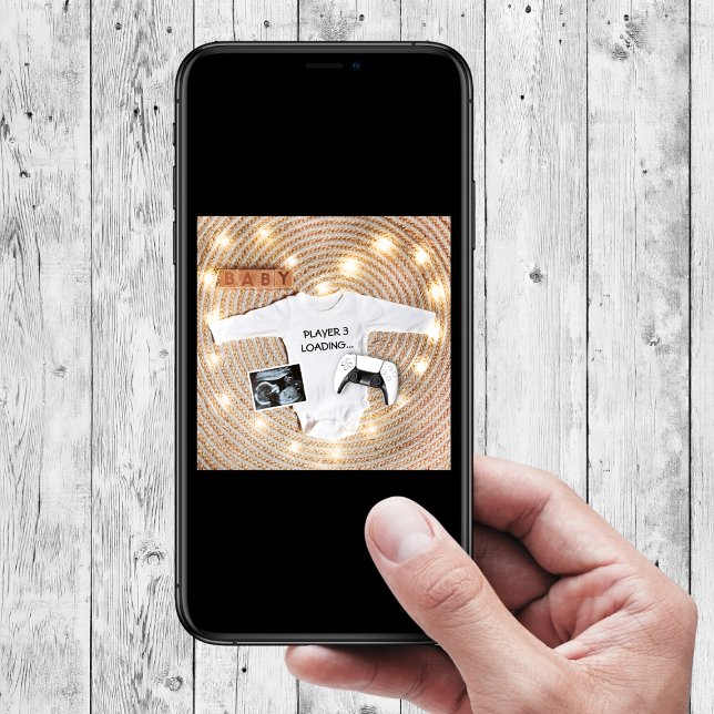 Anuncio Nuevo jugador cargando embarazos divertidos de fot (new player loading funny pregnancy announcement card sonogram ultrasound photo)