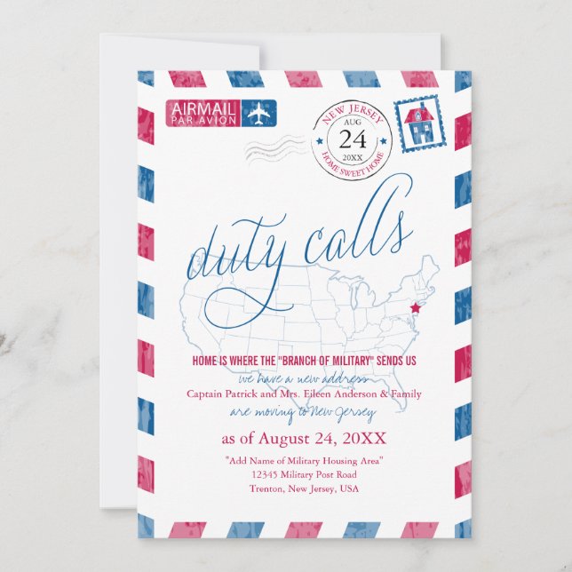 Anuncio Nuevo mapa de Jersay EE.UU. Airmail Militares en m (Anverso)