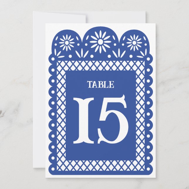 Anuncio Número de mesa picada de papel azul mexicano (Anverso)