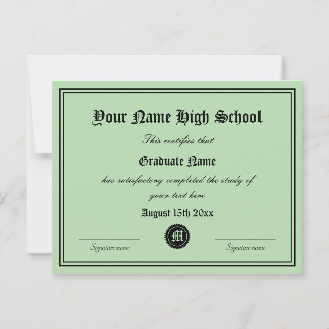 Anuncio Official High School diploma certificate template (Reverso)