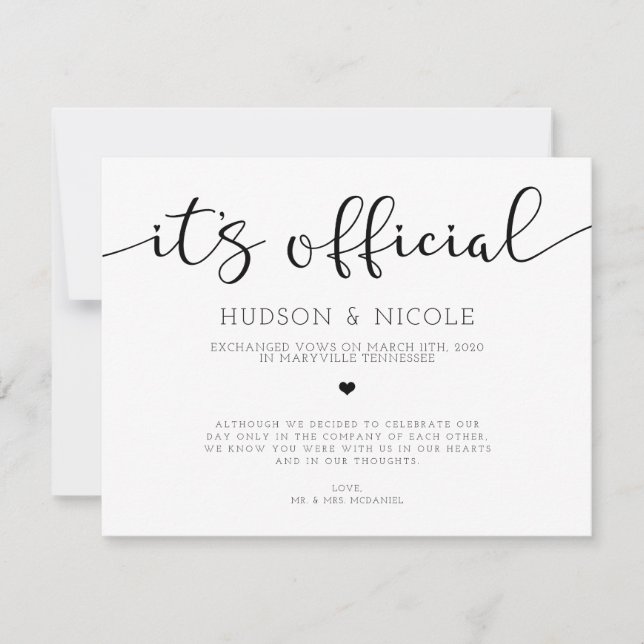 Anuncio Oficial de Boda por Elopamiento (Anverso)
