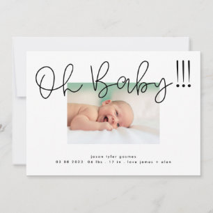 Anuncio Oh Bebé negro en blanco moderno Funky Fun Baby