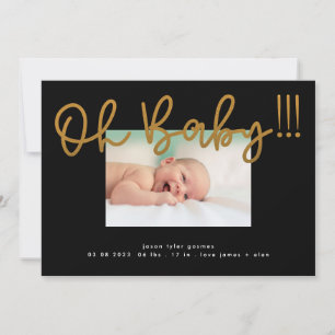 Anuncio Oh bebé Relieve metalizado amarillo oro moderno Fu