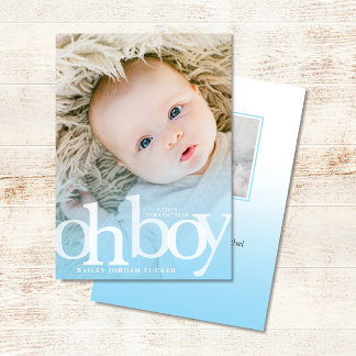 Anuncio OH BOY azul overlay Moderno Photo Birth