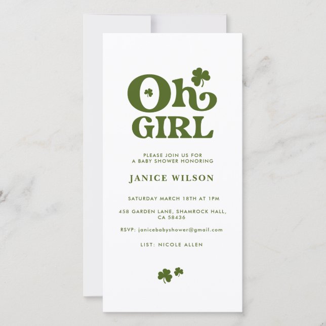 Anuncio Oh Chica St.Patrick's Day Baby Shower Digital Evit (Anverso)