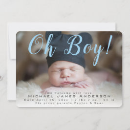 Anuncio ¡Oh, chico! Nacimiento moderno de foto de niño beb