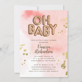 Anuncio Oh Rosa bebé Relieve metalizado dorado Globo Baby 