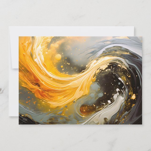 Anuncio Olas modernas de mármol abstracto dorado (Anverso)