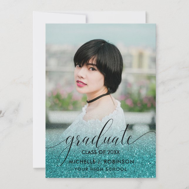 Anuncio Ombre Girly, Purpurina turquesa moderno (Anverso)