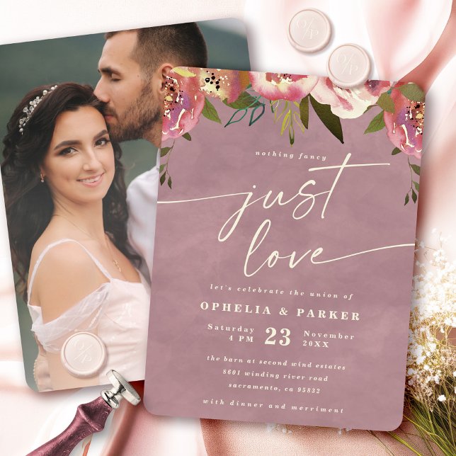 Anuncio Ophelia Floral Nothing Fancy Just Love Boda (Say "I DO" to Romantic Watercolor Florals and a Cottagecore Vibe with the Ophelia Wedding Suite.)