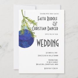 Anuncio Ornamento de Navidad Azul, Boda moderno