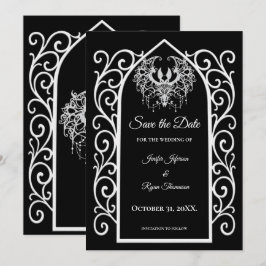 Anuncio Ornate border black and whit wedding save the date