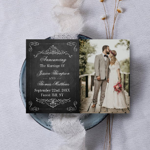 Anuncio Ornate Flourish Chalkboard Boda foto Matrimonio