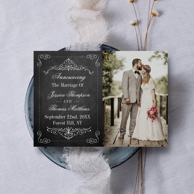 Anuncio Ornate Flourish Chalkboard Boda foto Matrimonio (Subido por el creador)