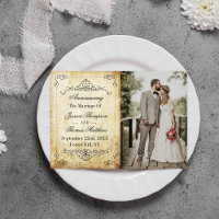 Ornate Flourish Vintage Wedding Photo Marriage