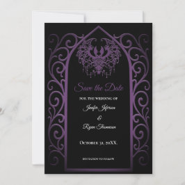 Anuncio Ornate purple border wedding save the date