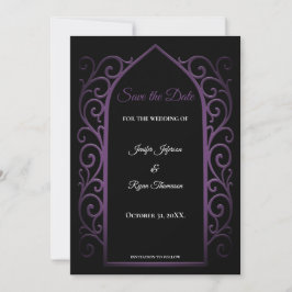 Anuncio Ornate purple border wedding save the date