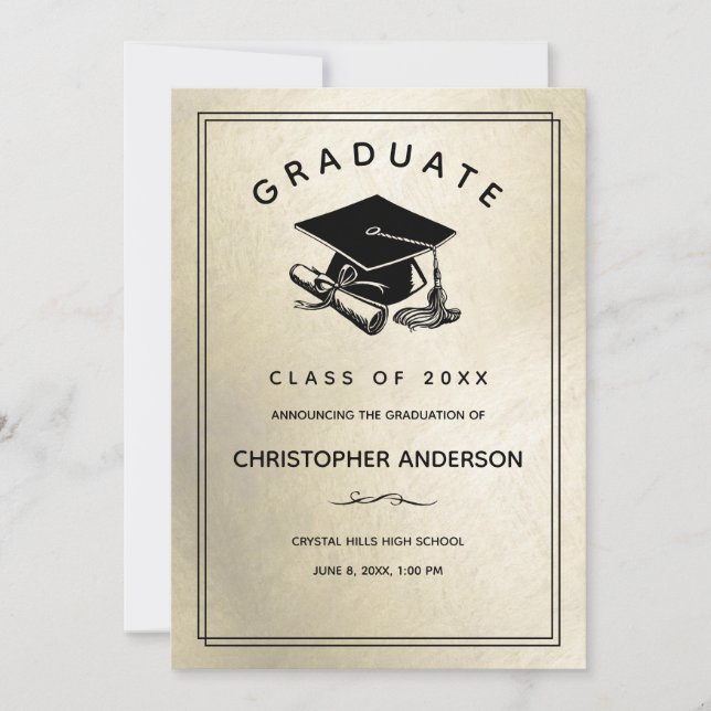 Anuncio Oro de graduación con diploma de licenciatura (Anverso)