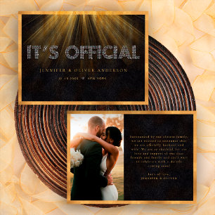 Anuncio Oro Negro Es Oficial Foto de Boda Elopement