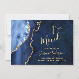 Anuncio Oro y marble azul marino Agante nueva dirección en