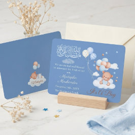 Anuncio Oso de peluche azul Globo Mashallah Bebe Niño Islá