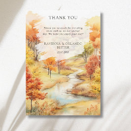 Anuncio Otoño Rojo Río Bosque Boda de Acción de Gracias
