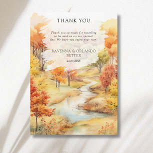Anuncio Otoño Rojo Río Bosque Boda de Acción de Gracias