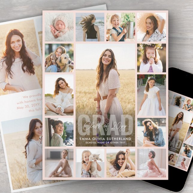 Anuncio Oversized Photo Collage Blush Pink Graduation (Subido por el creador)