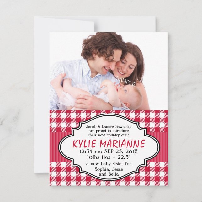 Anuncio País Gingham Nacimiento de Niña (Anverso)