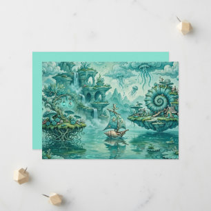 Anuncio Paisaje marino surreal de ensueño en verde cian