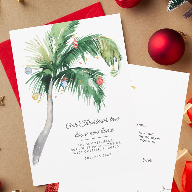 Anuncio Palm Tree hemos movido a Navidades (Christmas Tropical Palm Tree Script Moving Announcement)